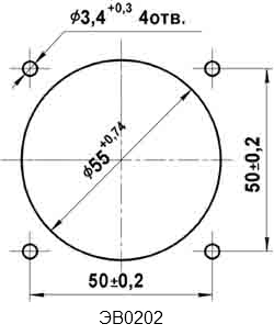 Установочные размеры прибора ЭВ0202 в щит