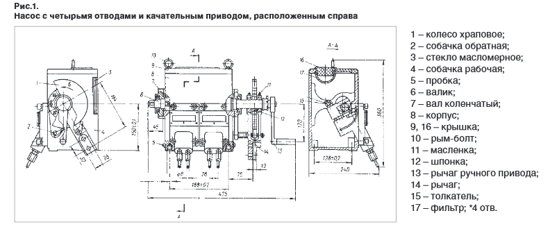 Схема Насоса с четырьмя отводами