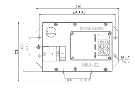 Габаритные размеры модуля МКУ-02