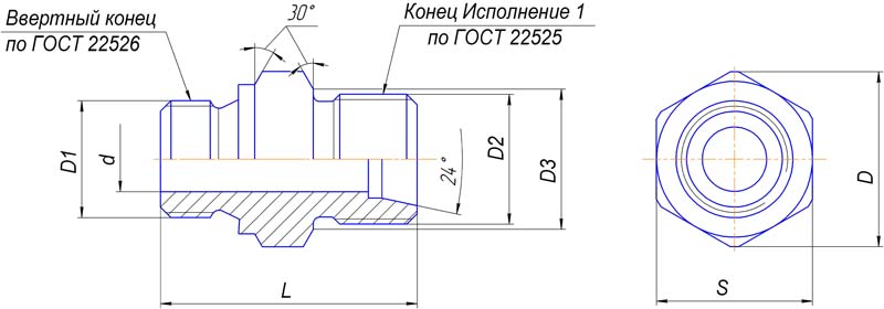 Габаритные и присоединительные размеры Штуцера Ш1