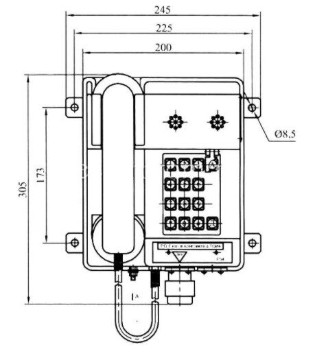 Схема габаритных размеров телефонного аппарата ТАШ-1-15 ВД