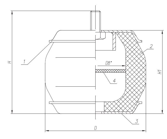Схема конструкции виброизолятора ВРВ-100/25