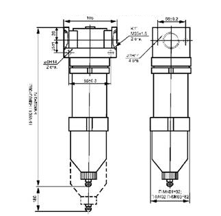 Габаритные и установочные размеры Фильтра П-МК01.25, П-МК02.25, П-МК03.25
