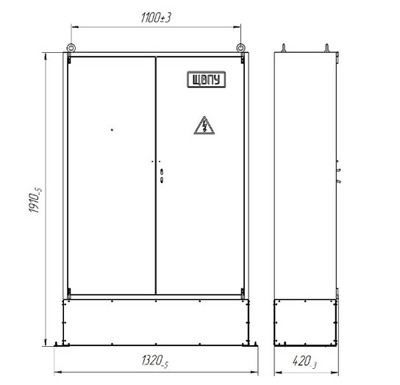 Габаритные и установочные размеры щита ЩВПУ-1