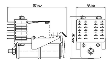 Габаритные и установочные размеры Реле АНМ2