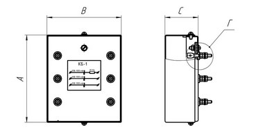 Габаритные и установочные размеры Блока КБ